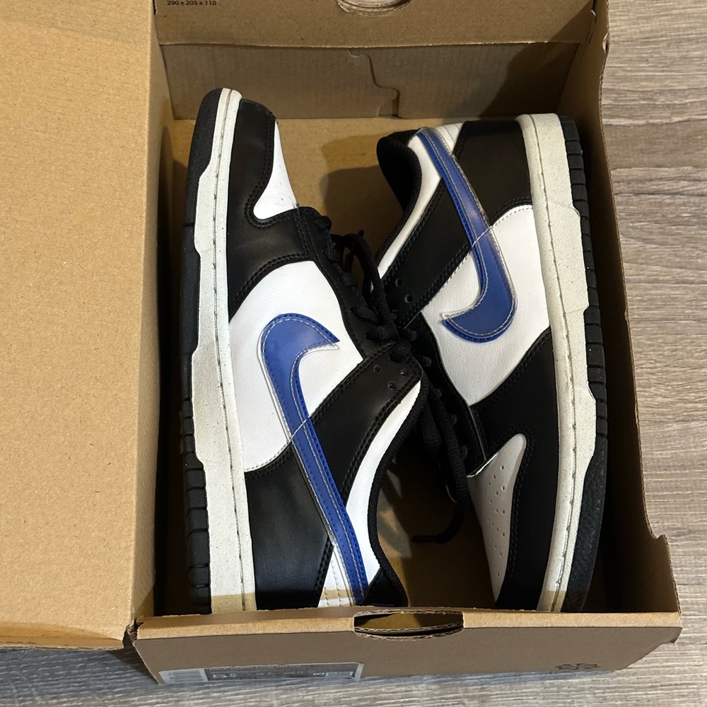Black and White Sneakers with Hyper Royal Accent